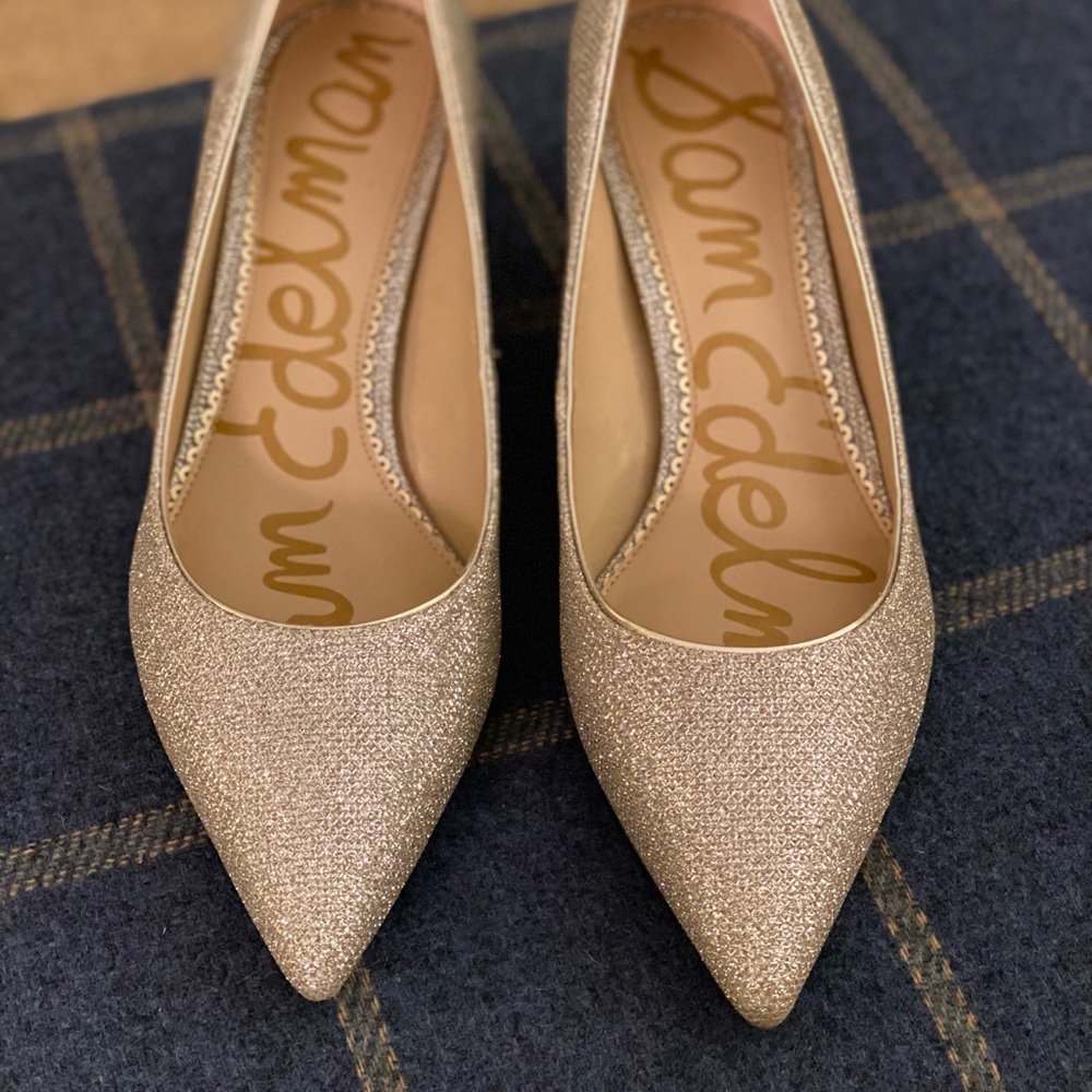 Sam Edelman Dori Pump, size 10 - jute metallic gold silver sparkle